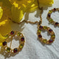 Vintage set with glass cabochons imitating natural stone