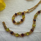 Vintage set with glass cabochons imitating natural stone
