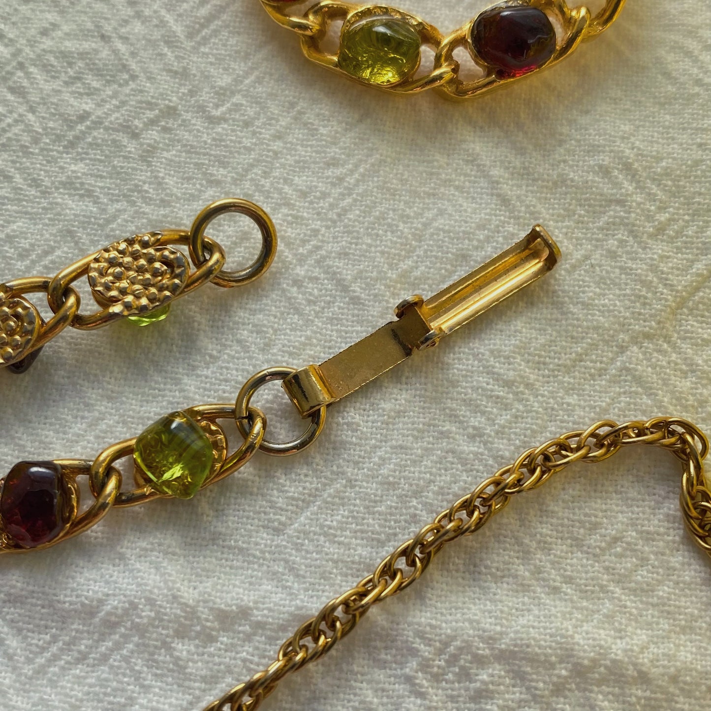 Vintage set with glass cabochons imitating natural stone