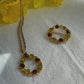 Vintage set with glass cabochons imitating natural stone